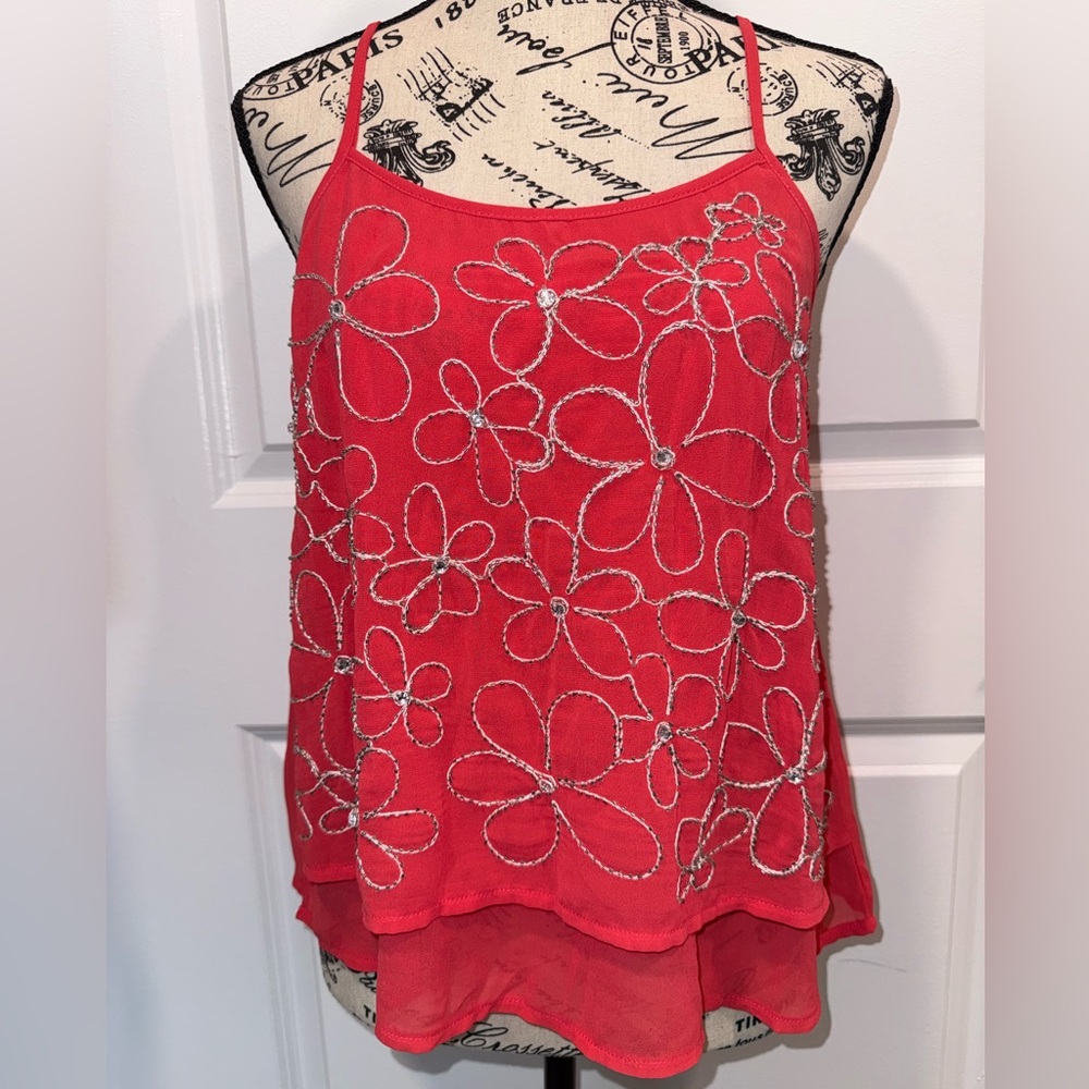Ya Los Angeles Pink Beaded Floral Camisole